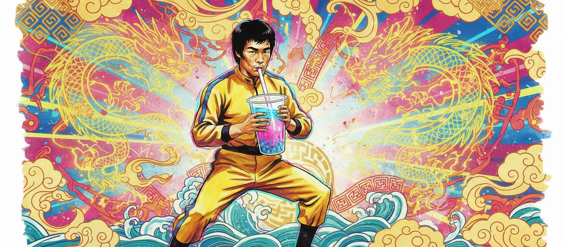 bruce lee drinking bubble tea