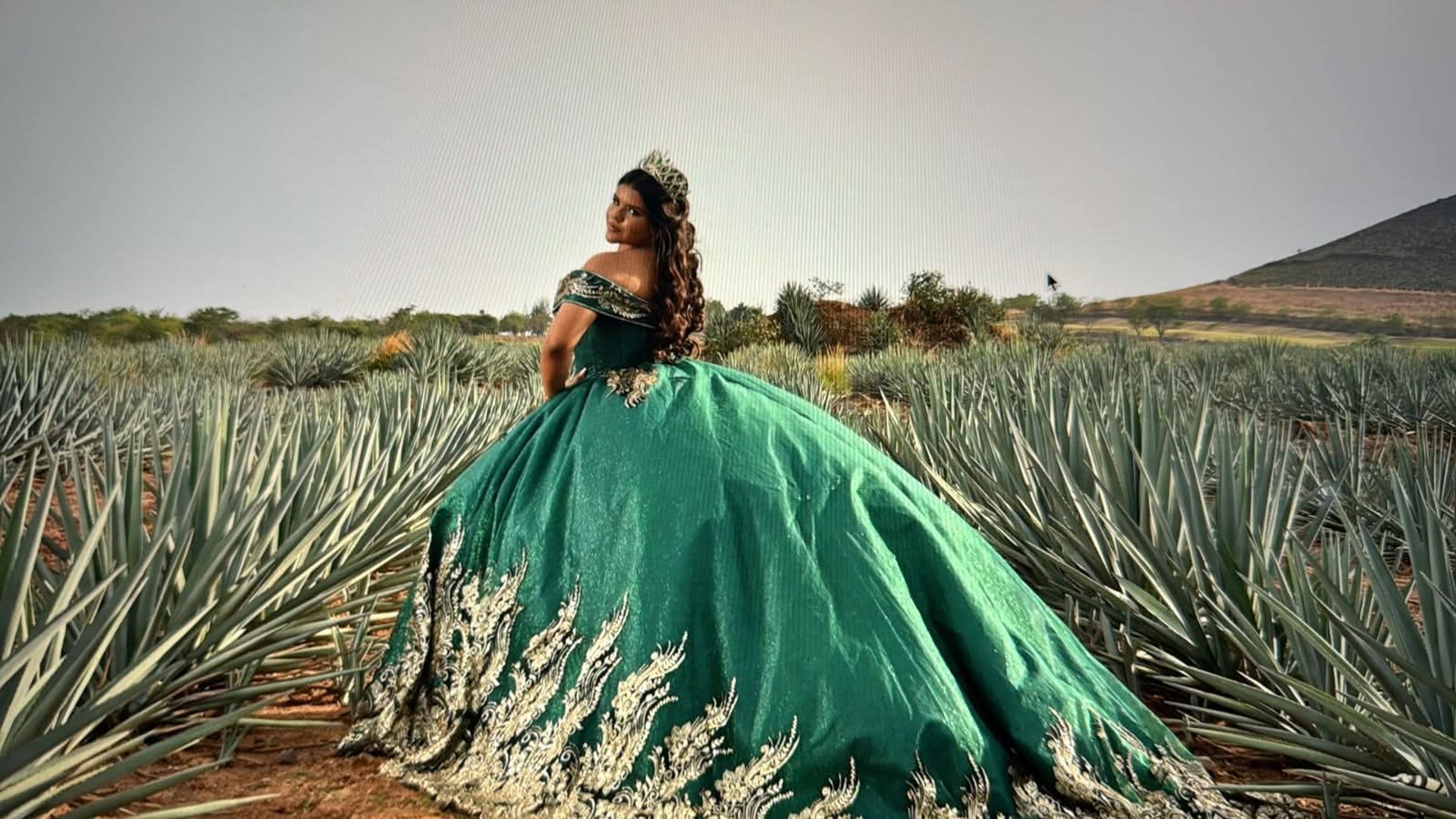 woman wearing yellow long-sleeved dress under white clouds and blue sky during daytime