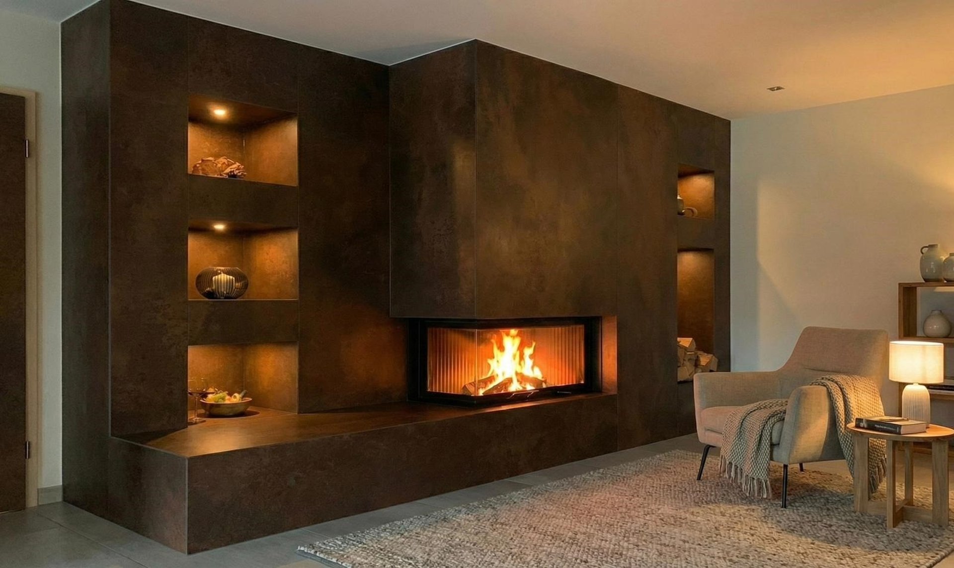 black wood burner near brown wooden pot