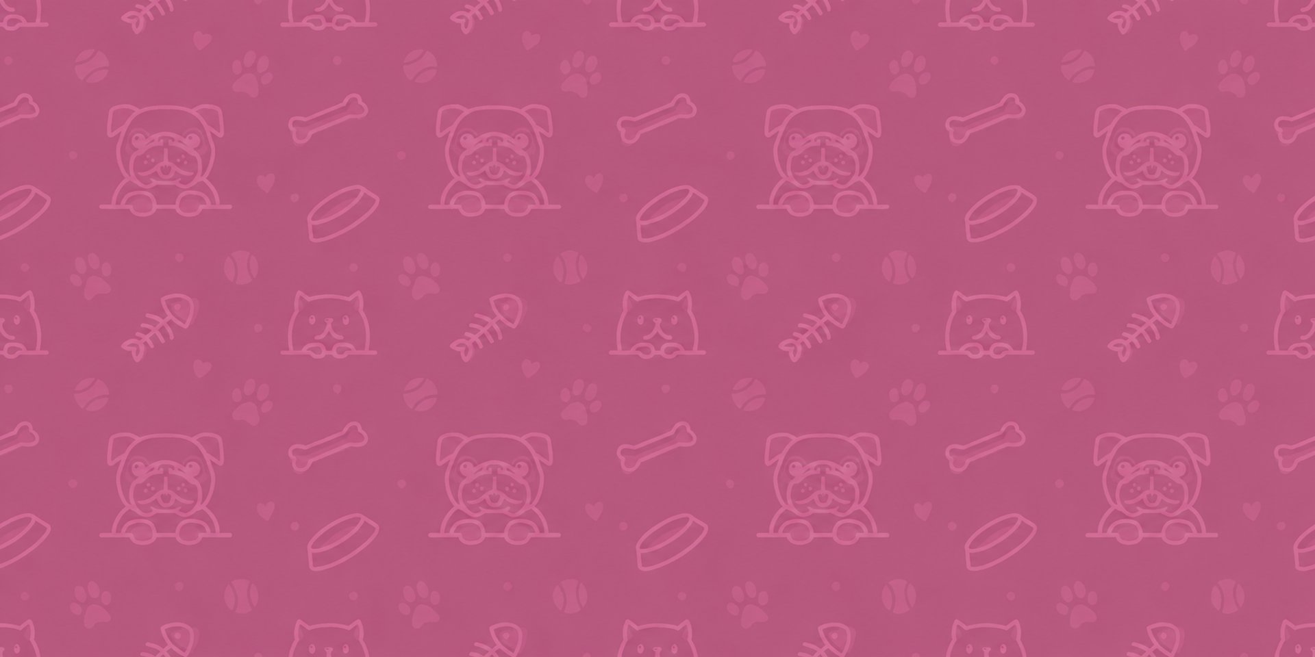 Fondo rosa de Patitas Coquetas con perros y gatos en dibujo