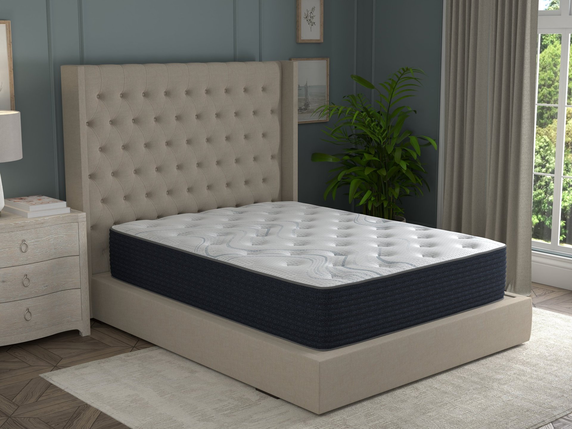 an abstract photo of a curved building with a blue sky in the background