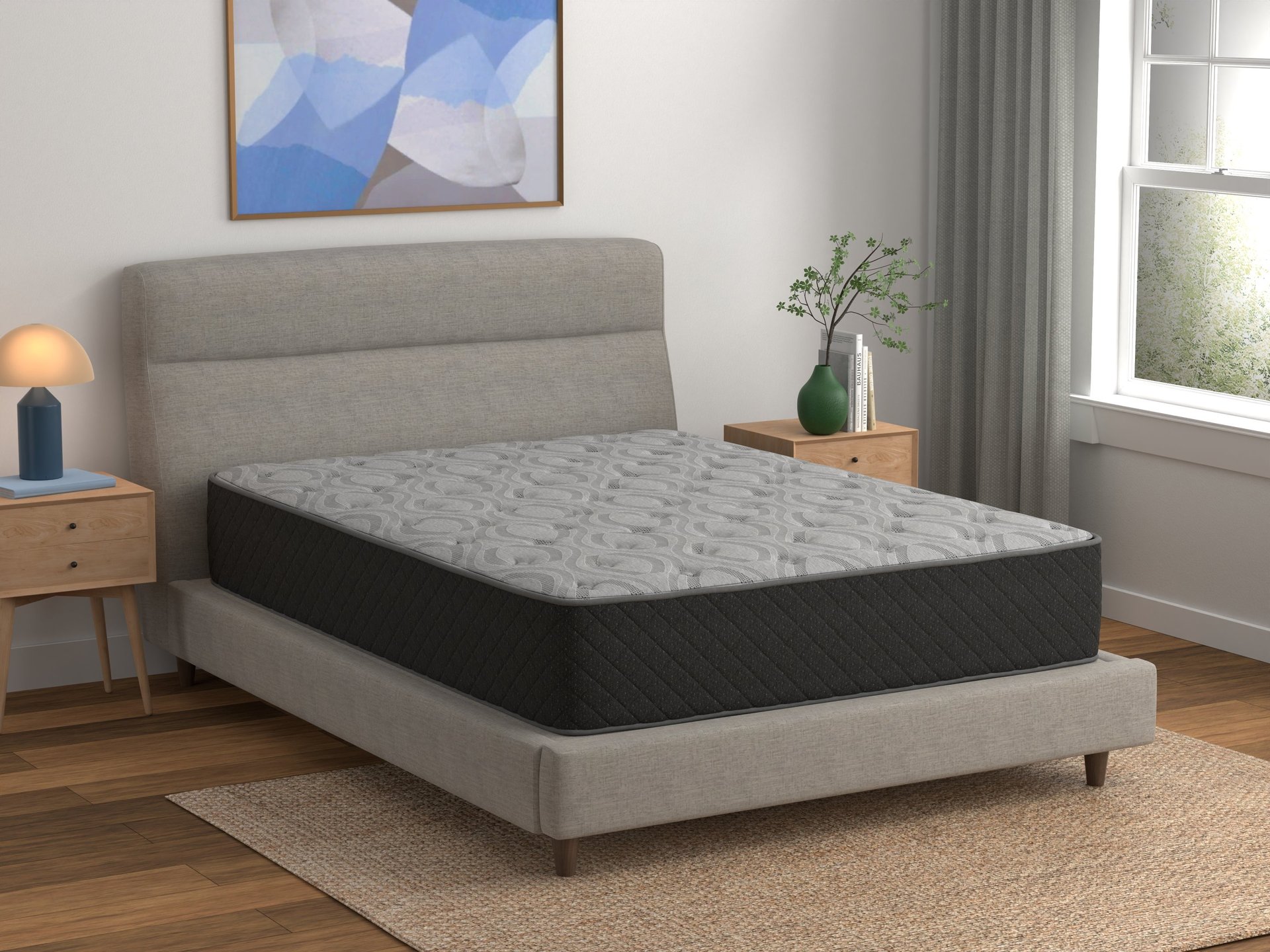 an abstract photo of a curved building with a blue sky in the background