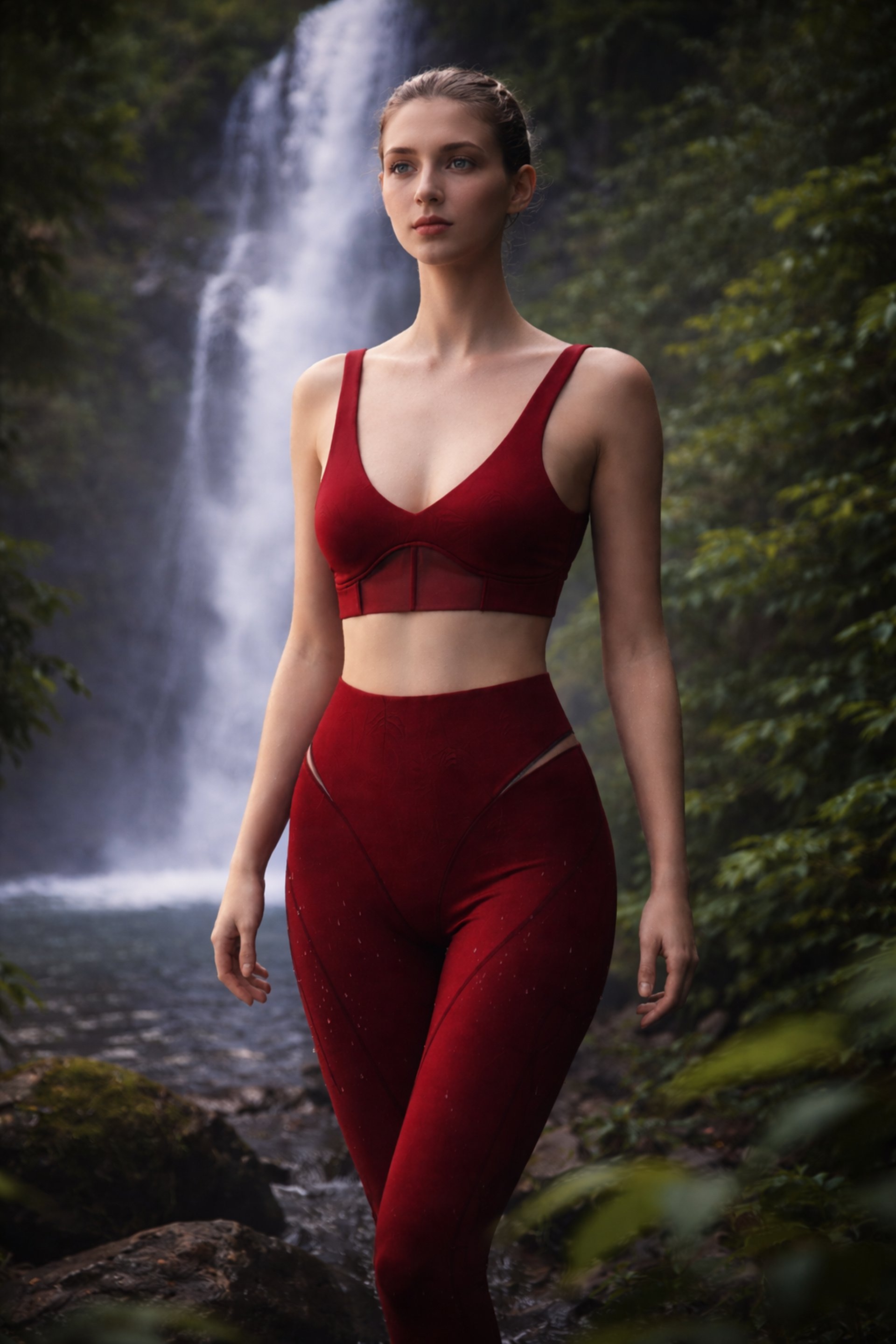 a woman standing in a field of tall grass