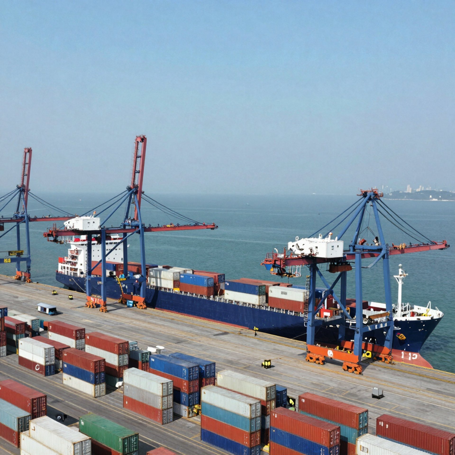 Puerto marítimo con contenedores