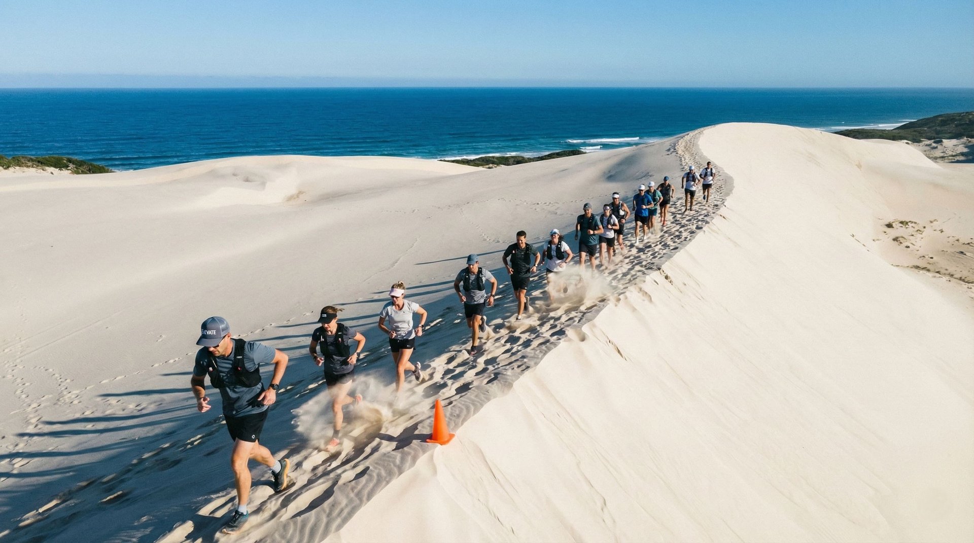an abstract photo of a curved building with a blue sky in the background