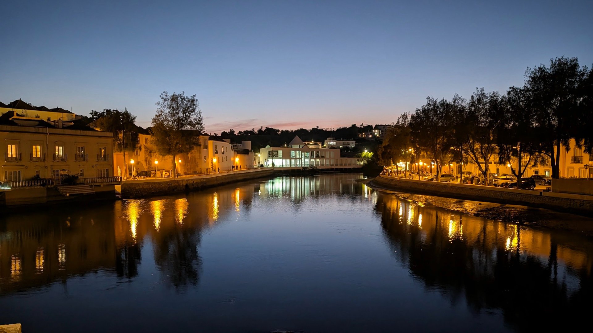 The historic riverside town of Tavira, located along the Gilão River