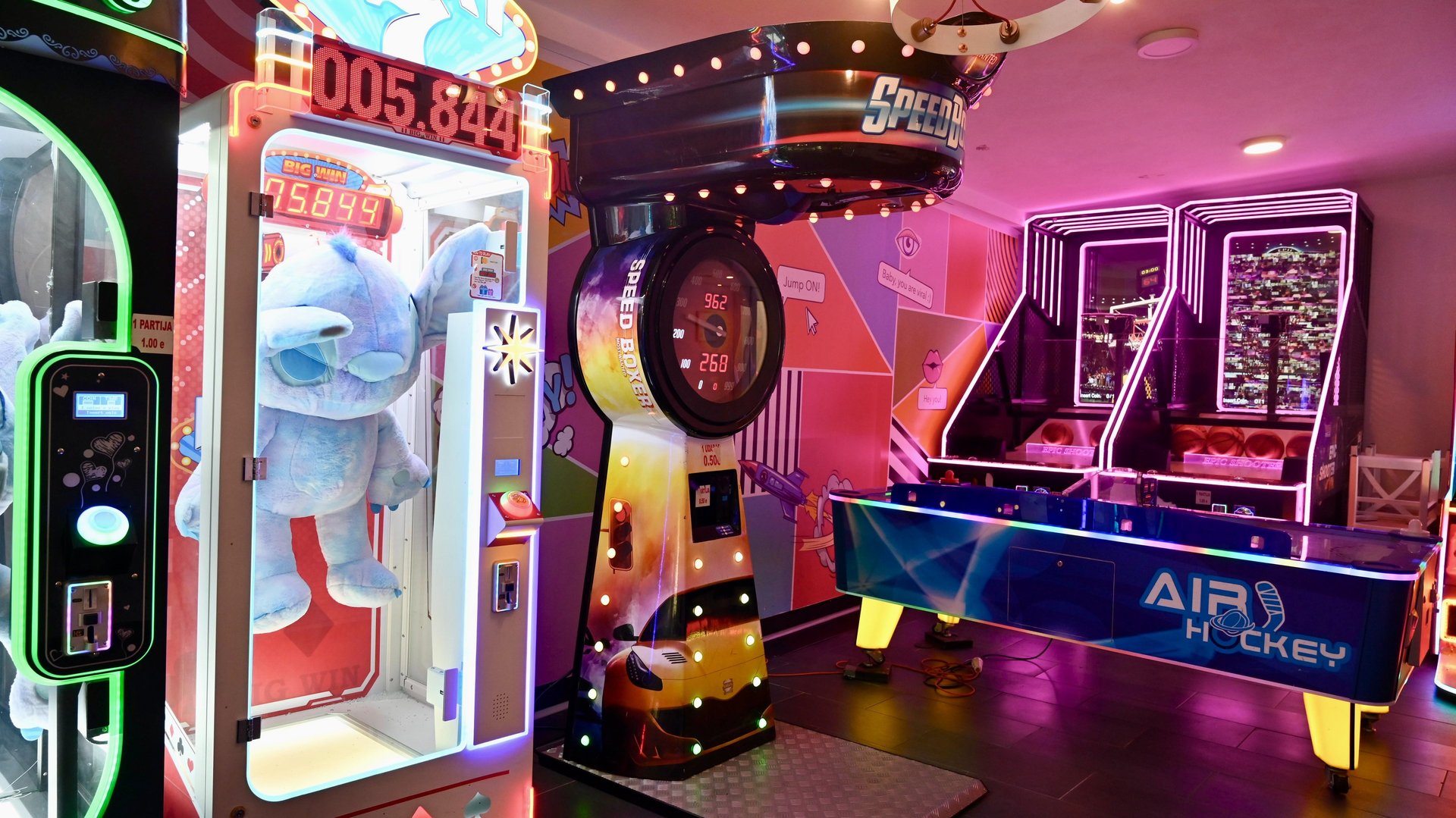 Justice League themed arcade room