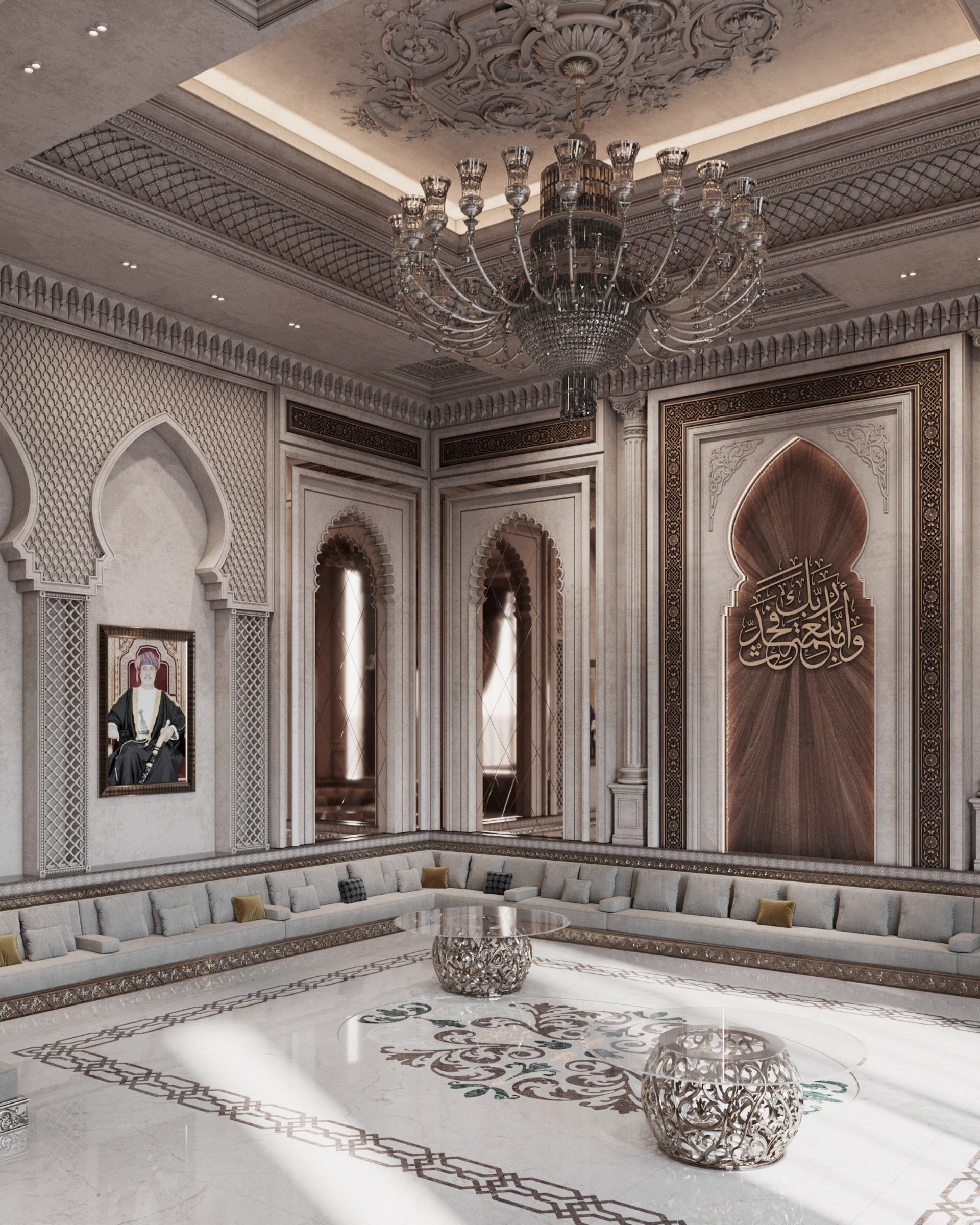 an abstract photo of a curved building with a blue sky in the background