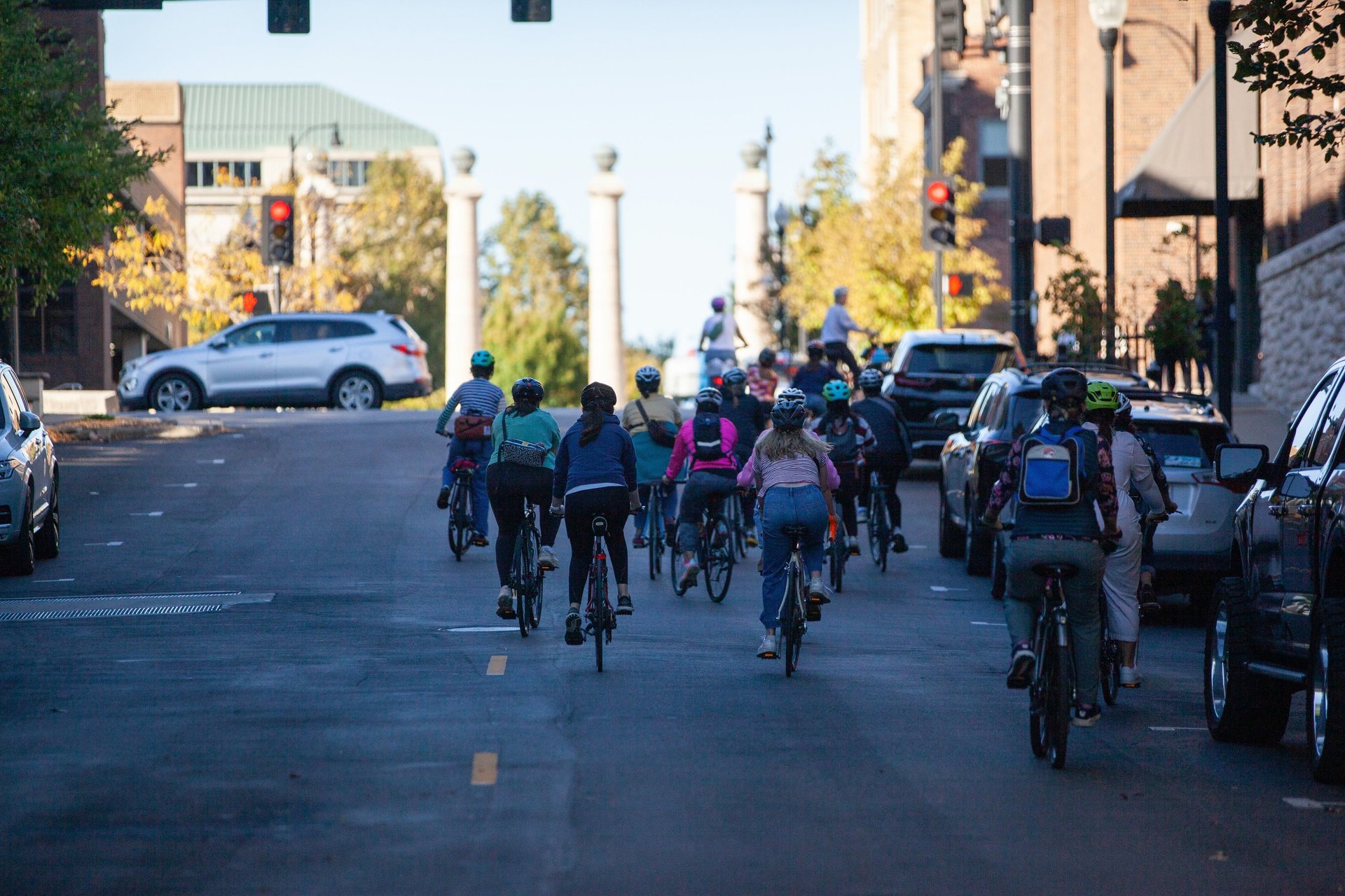 an abstract photo of a curved building with a blue sky in the background