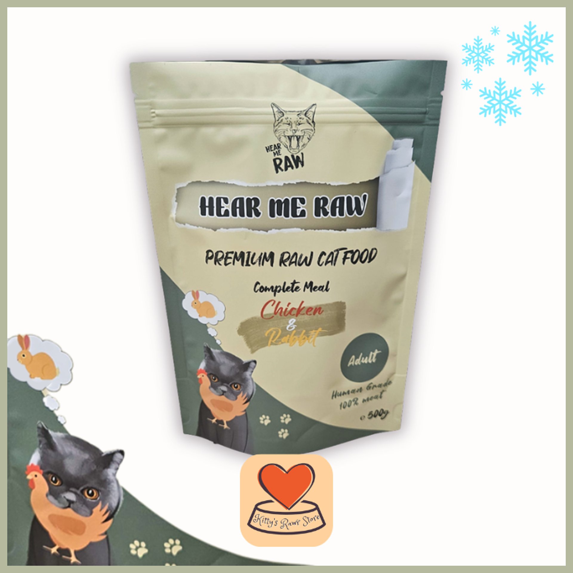 Chicken & Rabbit Raw Cat food from Hear Me Raw available at Kitty's Rawr Store