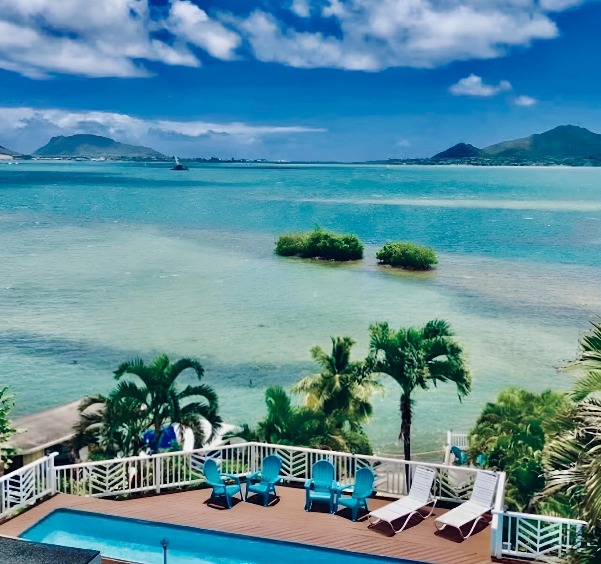 an abstract photo of a curved building with a blue sky in the background