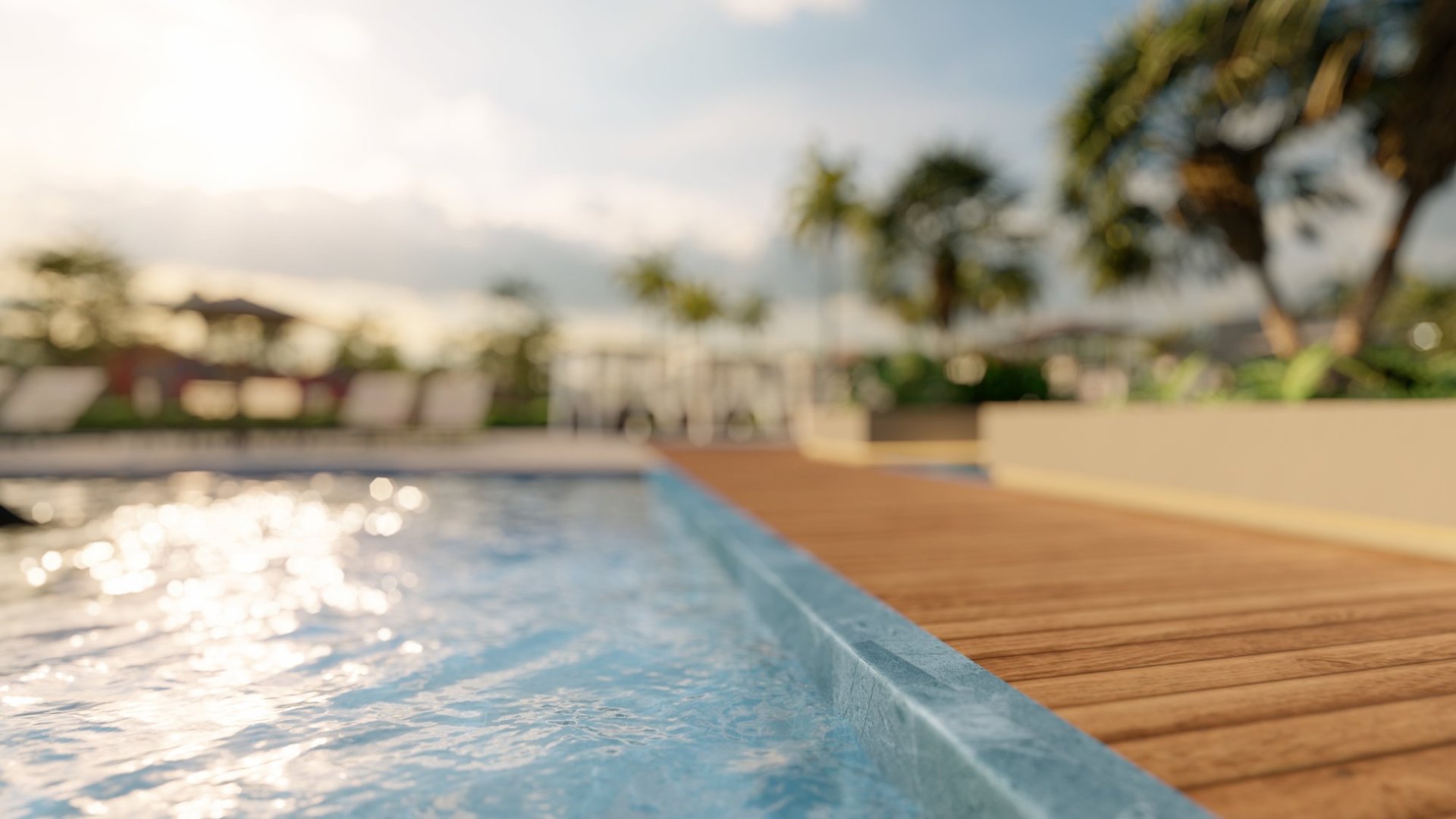 an abstract photo of a curved building with a blue sky in the background