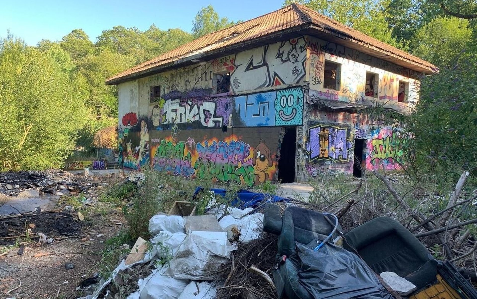 a flock of pigeons sitting on top of a building