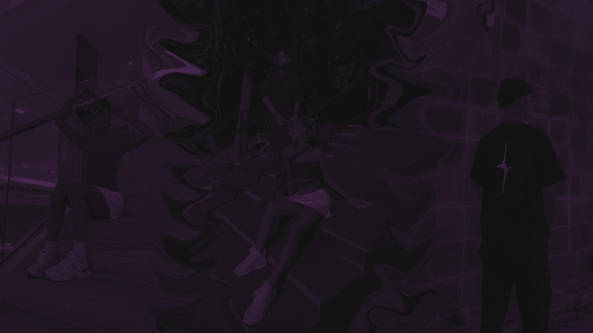 an abstract photo of a curved building with a blue sky in the background