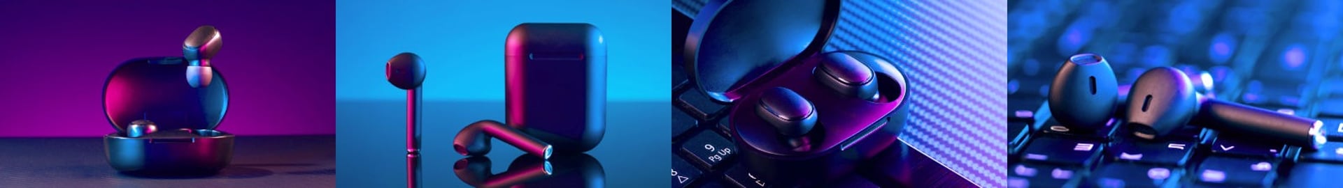 A variety of high-tech earbuds