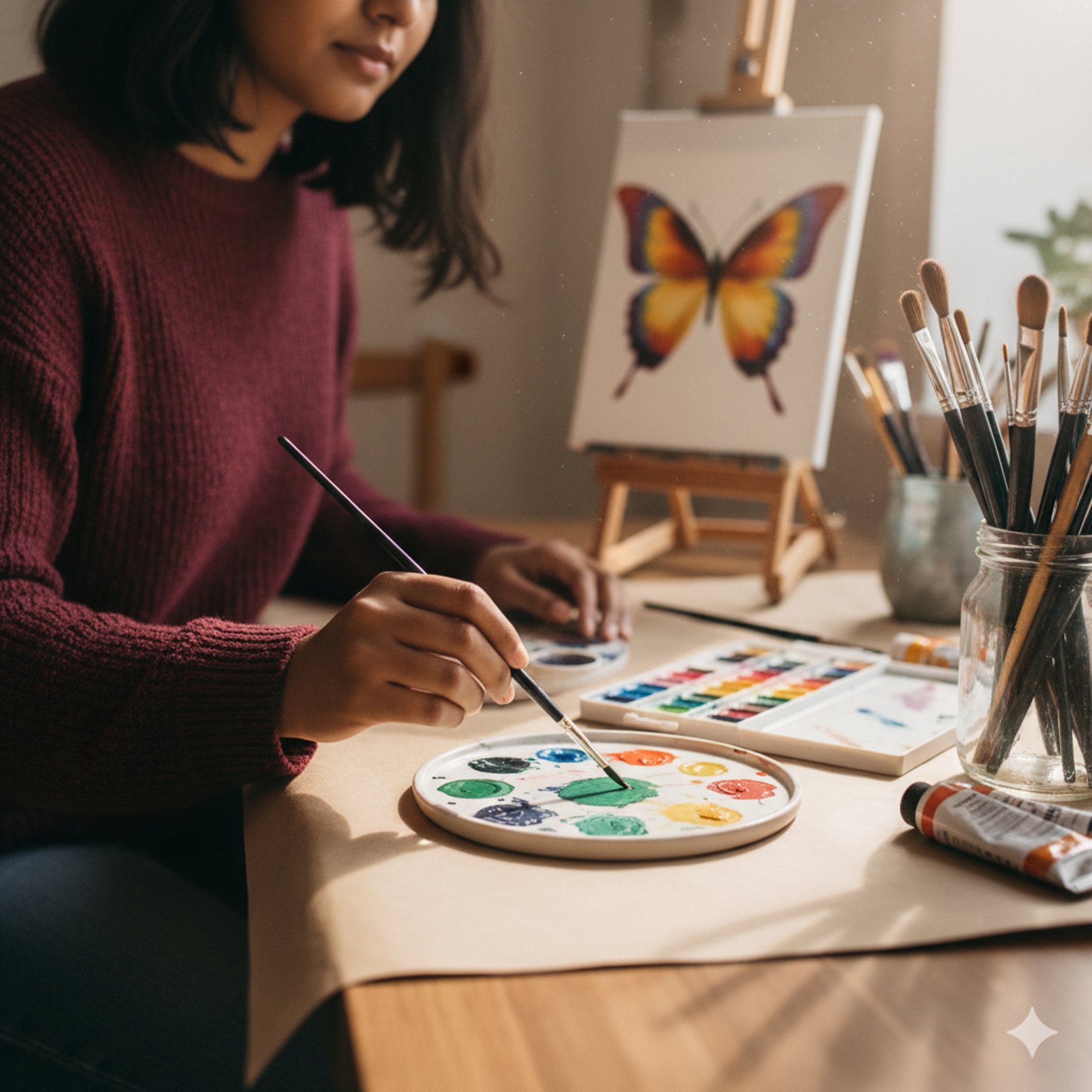 assorted-color paintbrushes