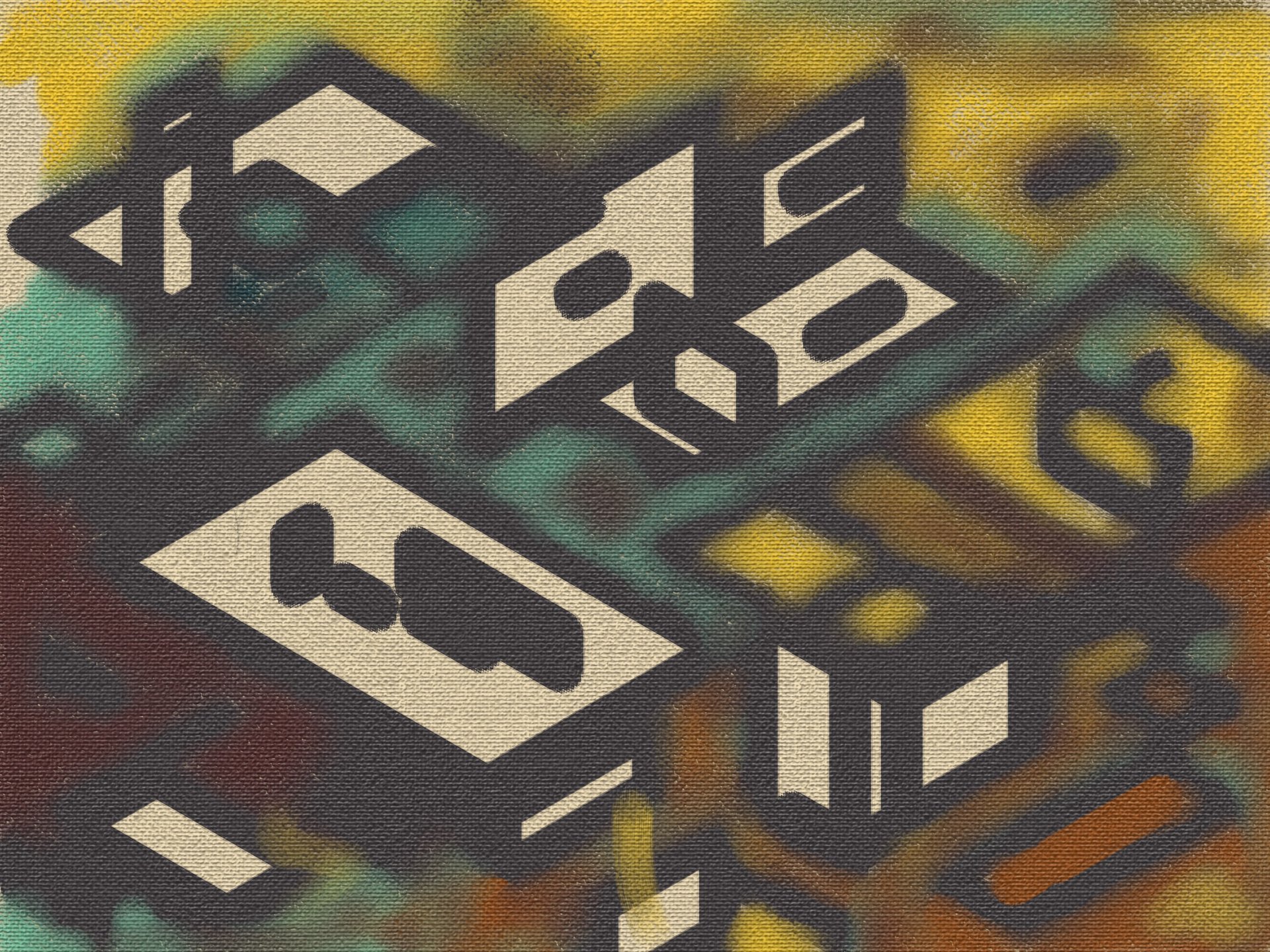 herd of sheep on road painting