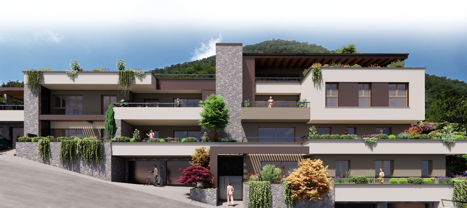 an abstract photo of a curved building with a blue sky in the background