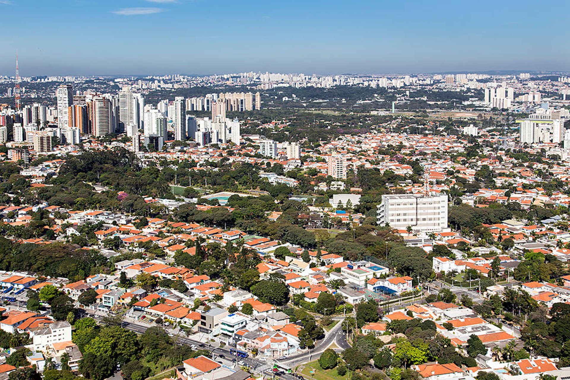a view of a city from the top of a building