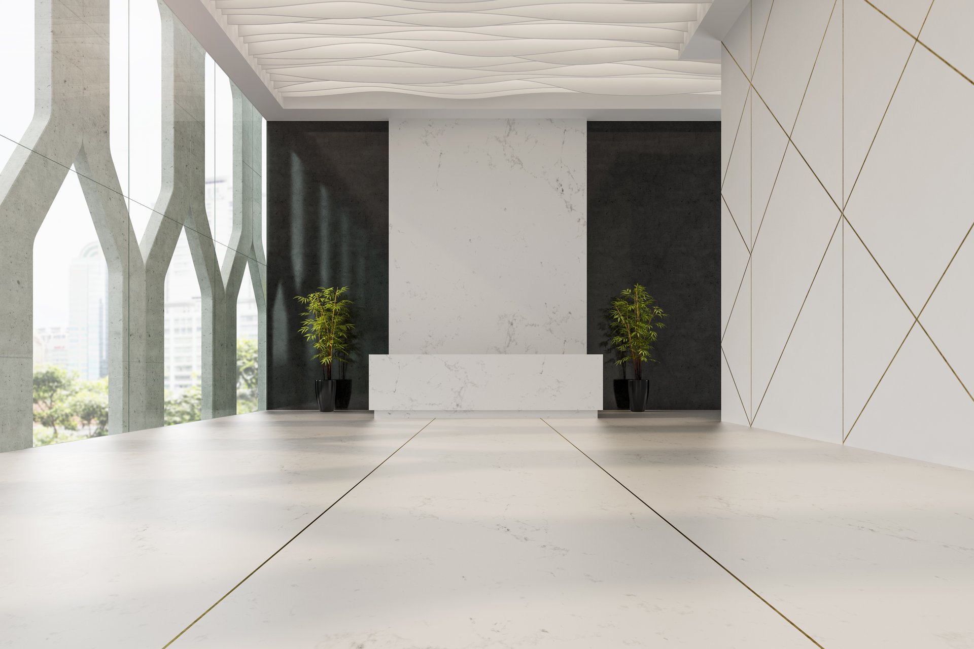 an abstract photo of a curved building with a blue sky in the background