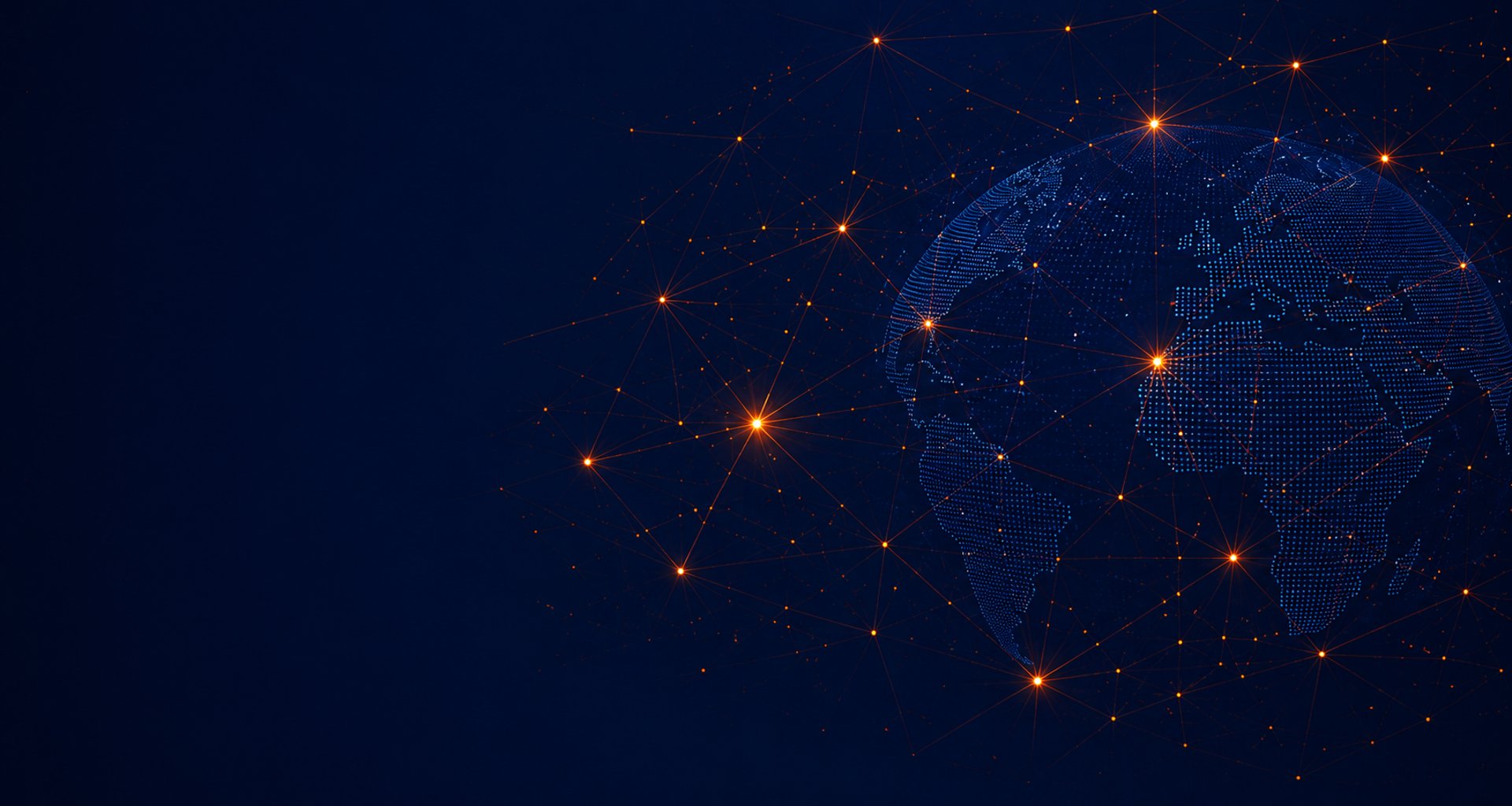a blue background with lines and dots