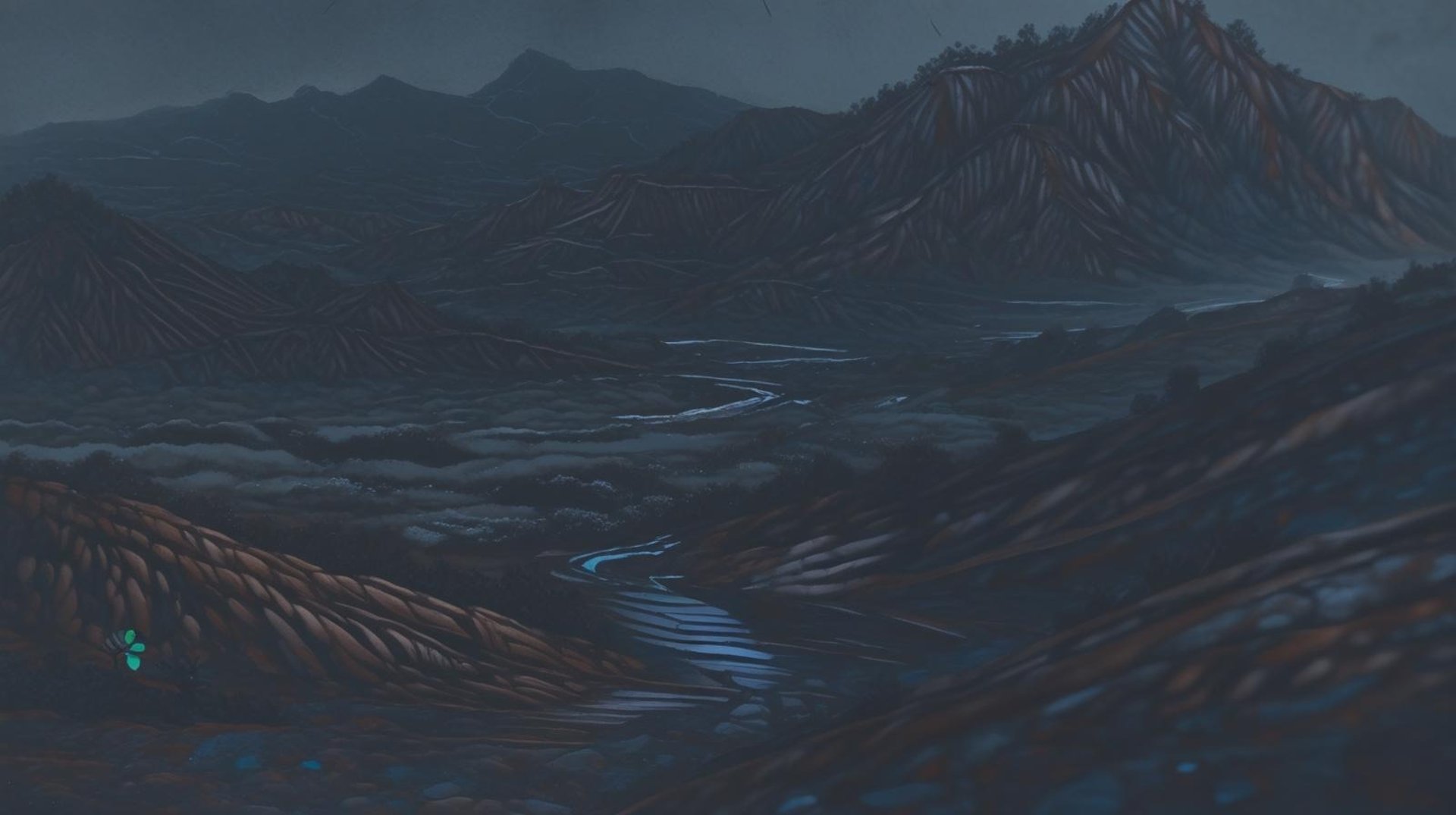 silhouette of trees under blue sky with stars during sunset