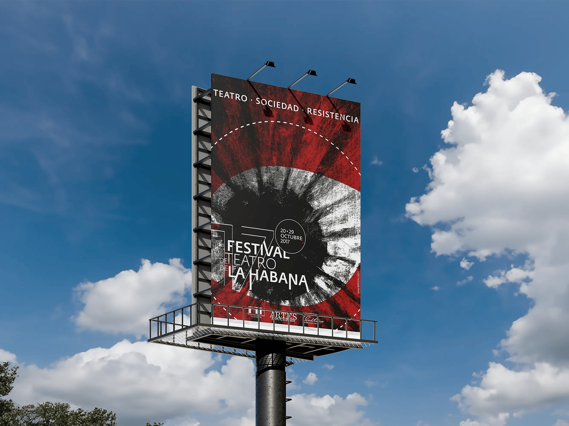 Valla promocional o gigantografía. Campaña publicitaria 17 Festival de Teatro de La Habana. Posicionamiento de marca