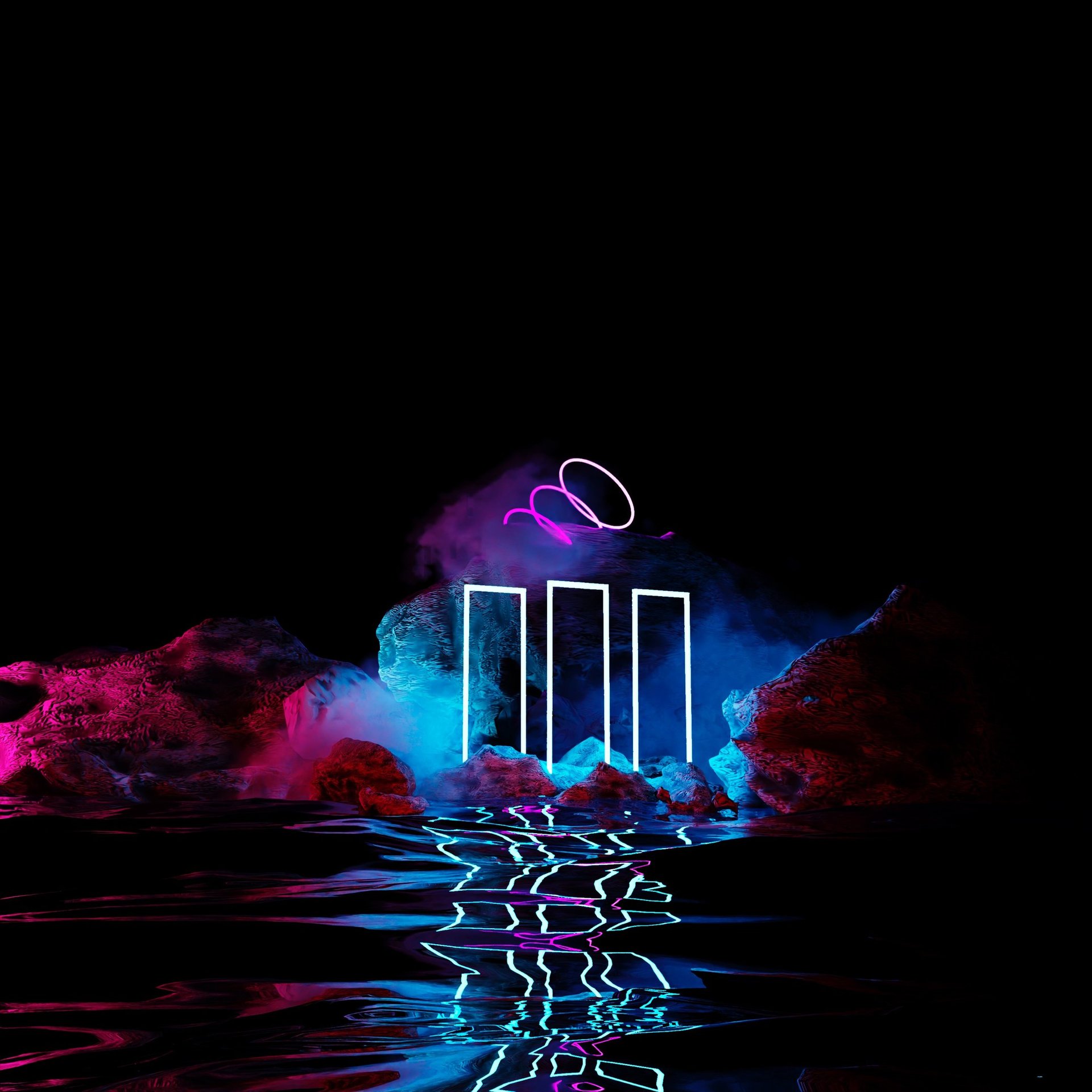 an abstract photo of a curved building with a blue sky in the background