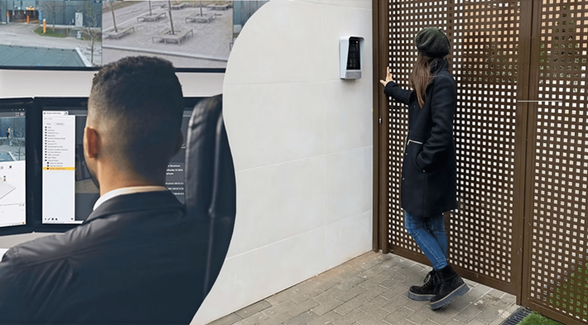 an abstract photo of a curved building with a blue sky in the background