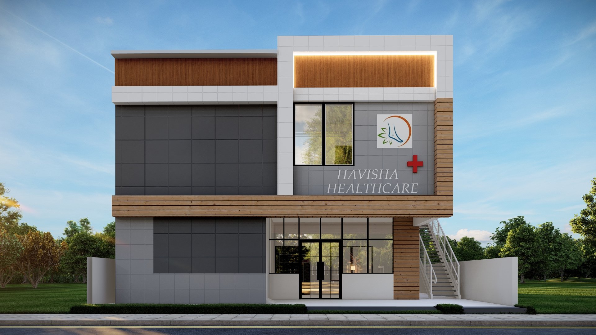 A healthcare worker examines a patient's feet.