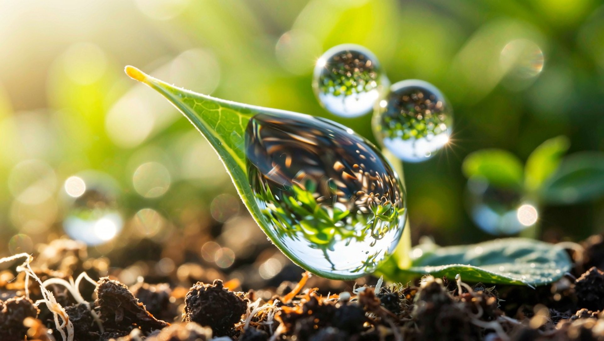 Natural perfection showcases the interconnected beauty of water, light, and new life in perfect harmony