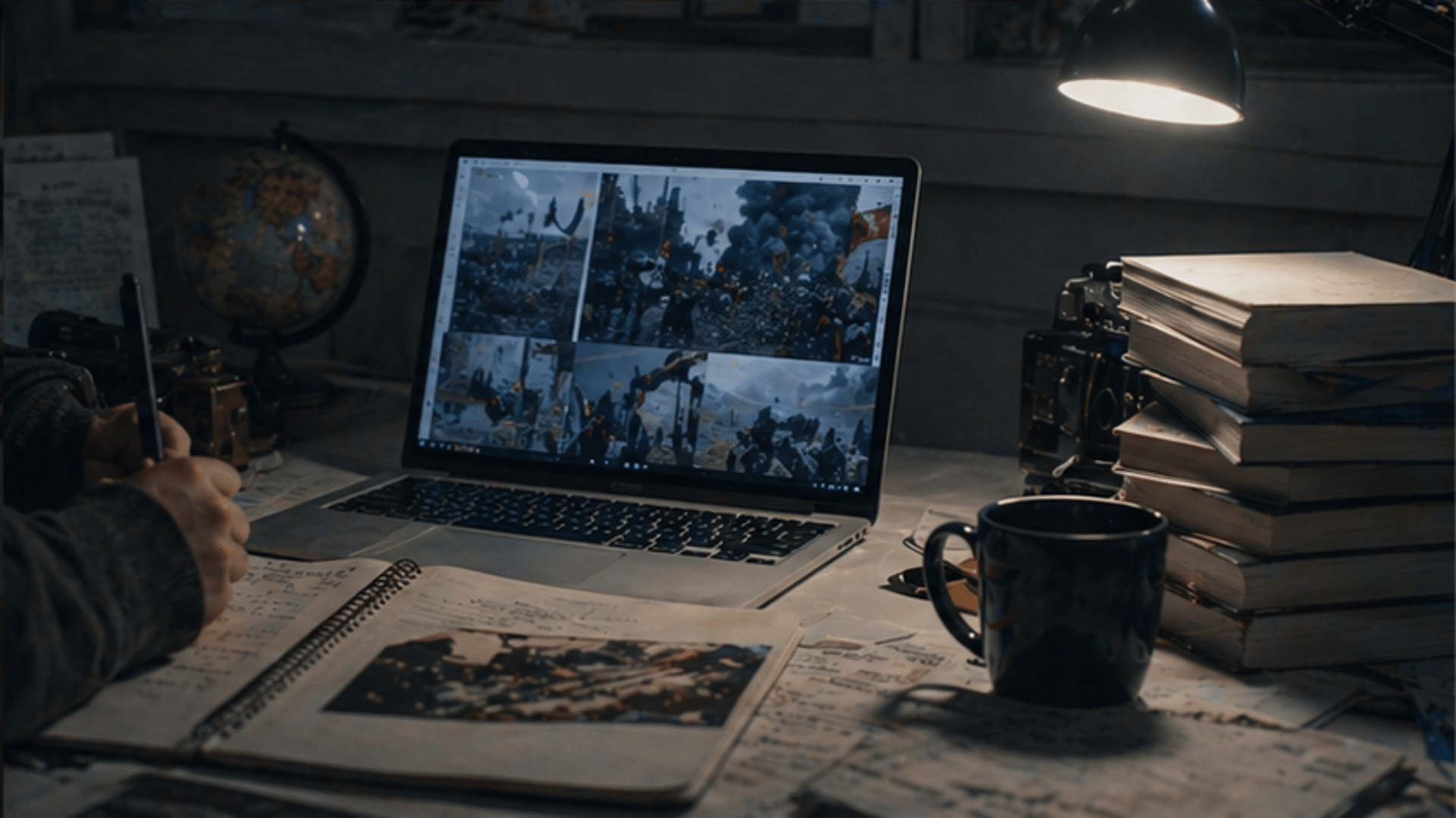 desk globe on table