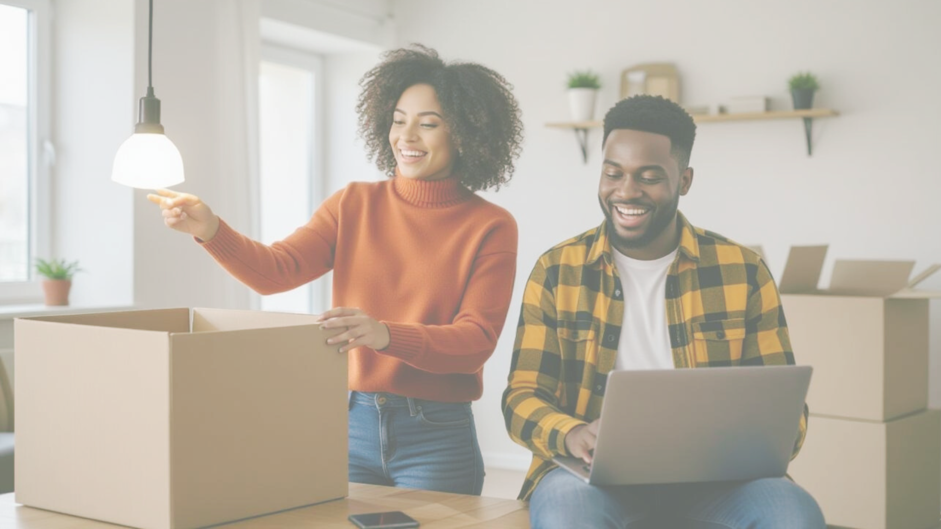 Happy family moving into a new home using HomeConnectPlus for free utility setup