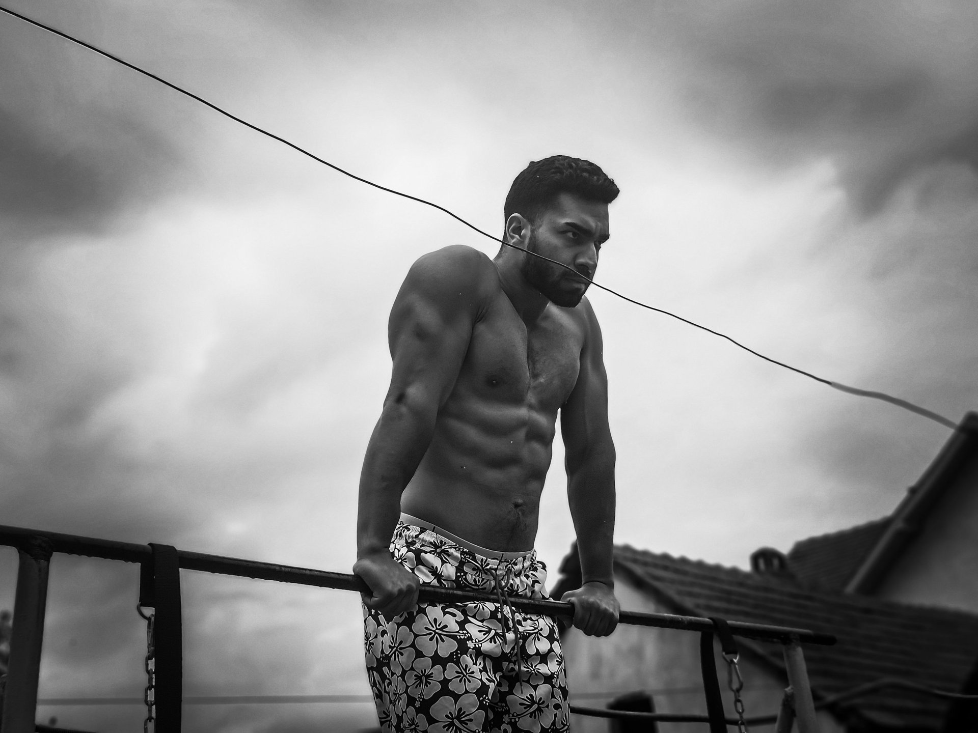 man running on staircase