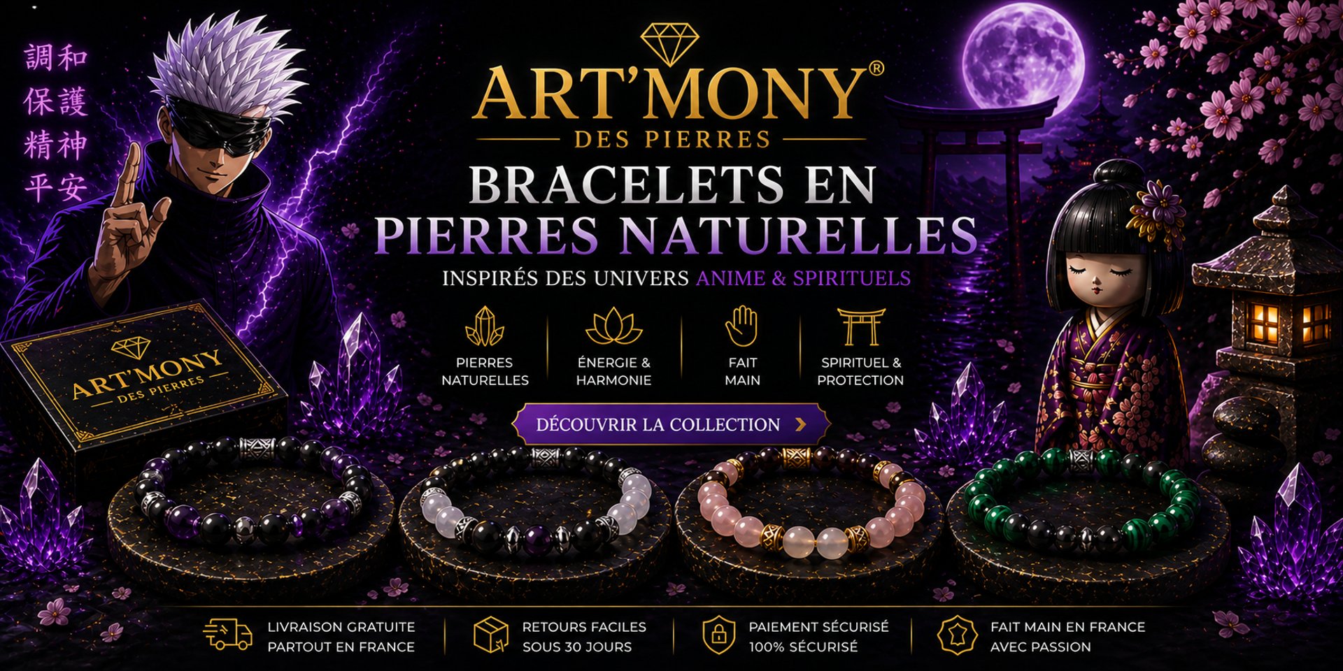 Bijoux en pierres naturelles inspirés des univers geek manga et spiritualité créations artisanales  Artmony des Pierres