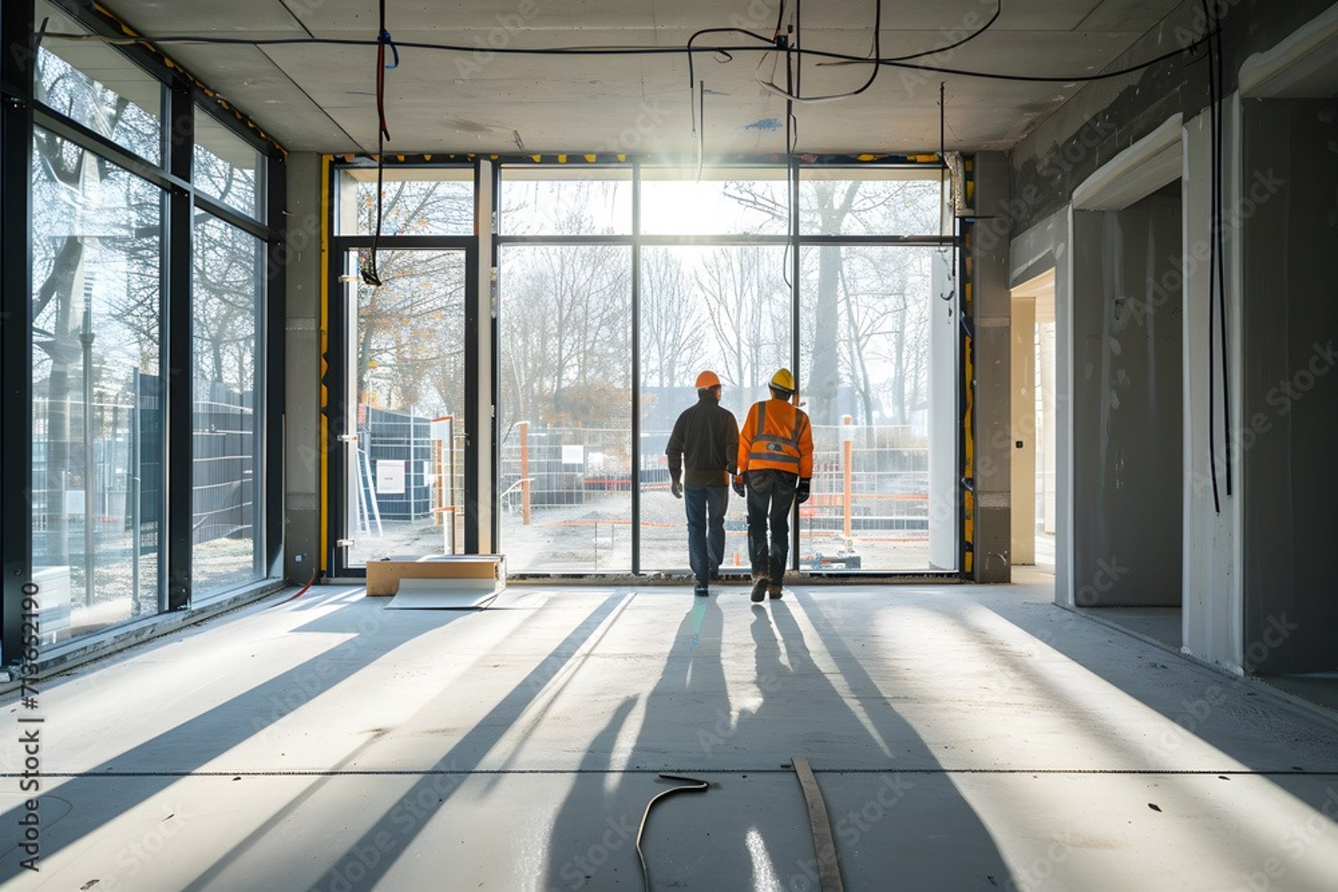 a room with a brick wall and a window