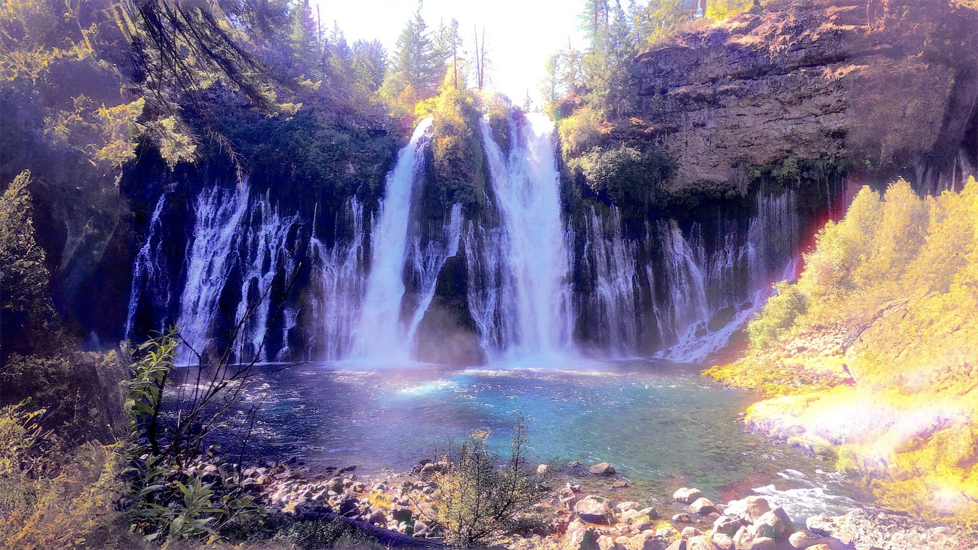 an abstract photo of a curved building with a blue sky in the background