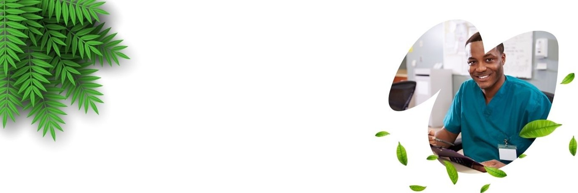 Dans un bandeau, un homme en tenue médicale