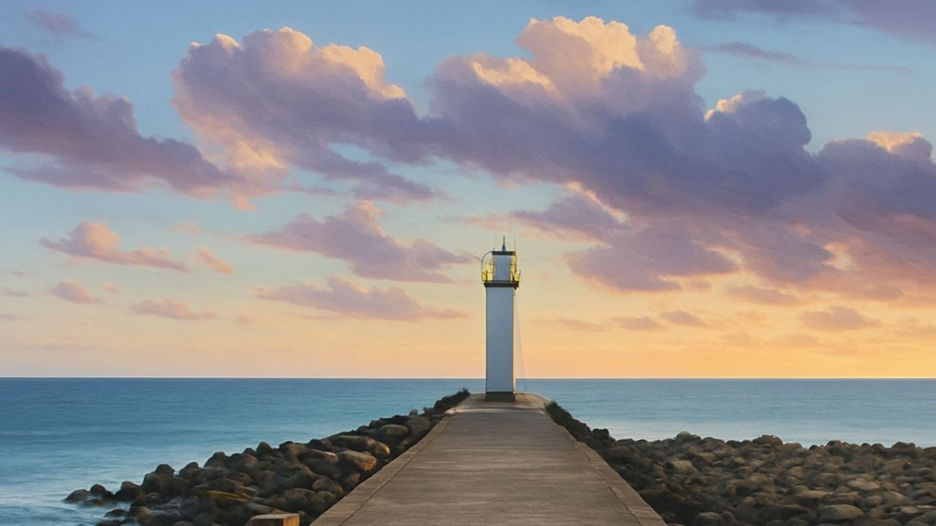 Un phare avec vue sur la mer au coucher du soleil