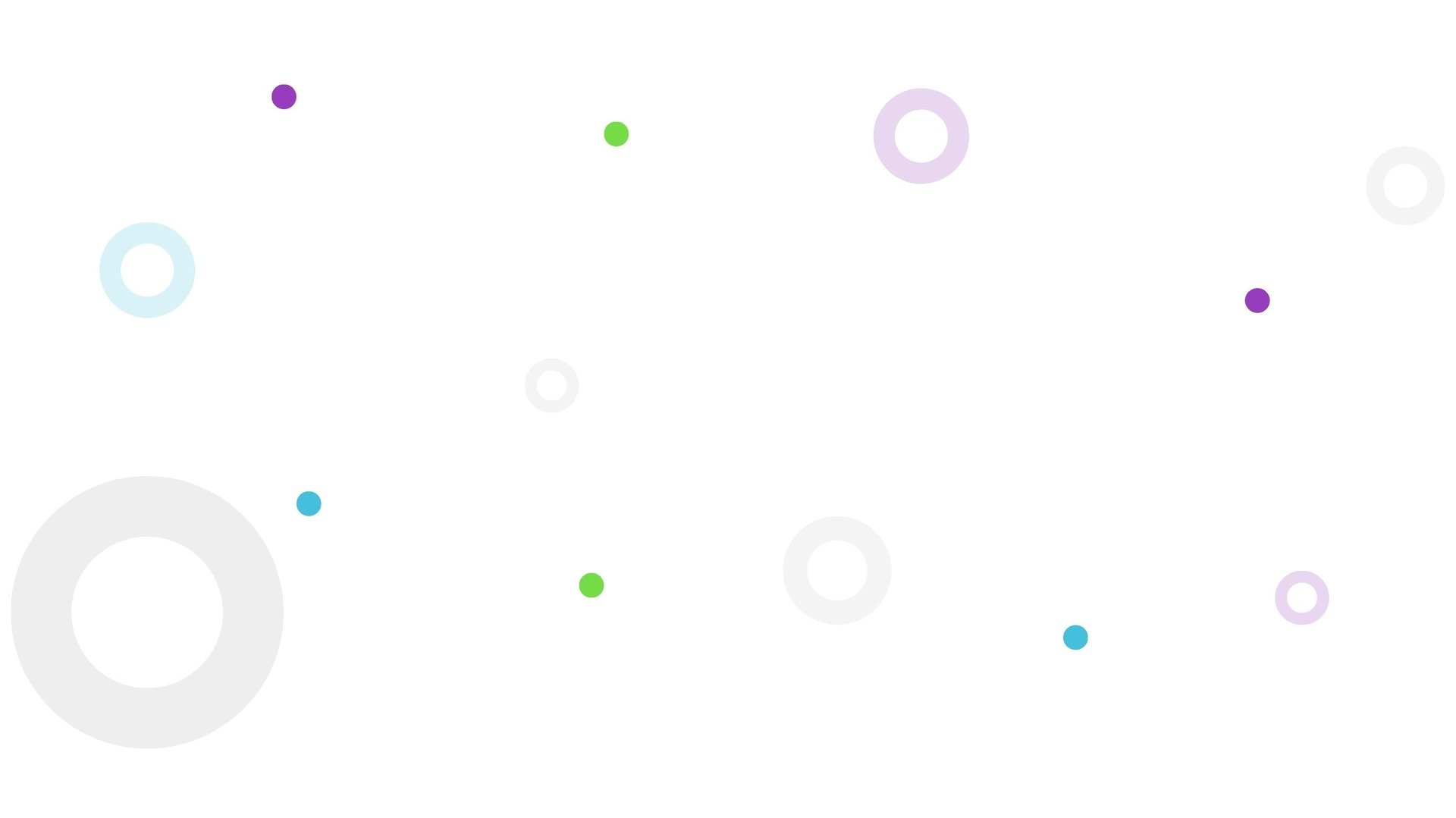 Fond blanc avec point vert, violet et bleu et cercle  gris, violet et bleu