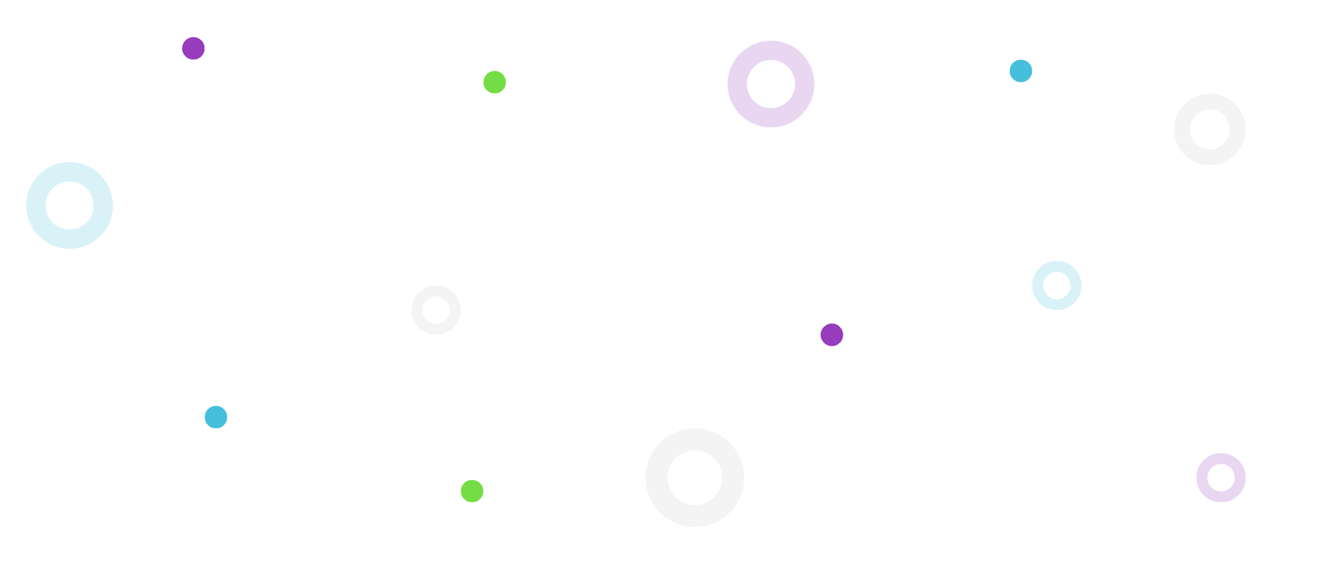 Fond blanc avec point bleu, vert, violet  et cercle bleu, gris et violet 