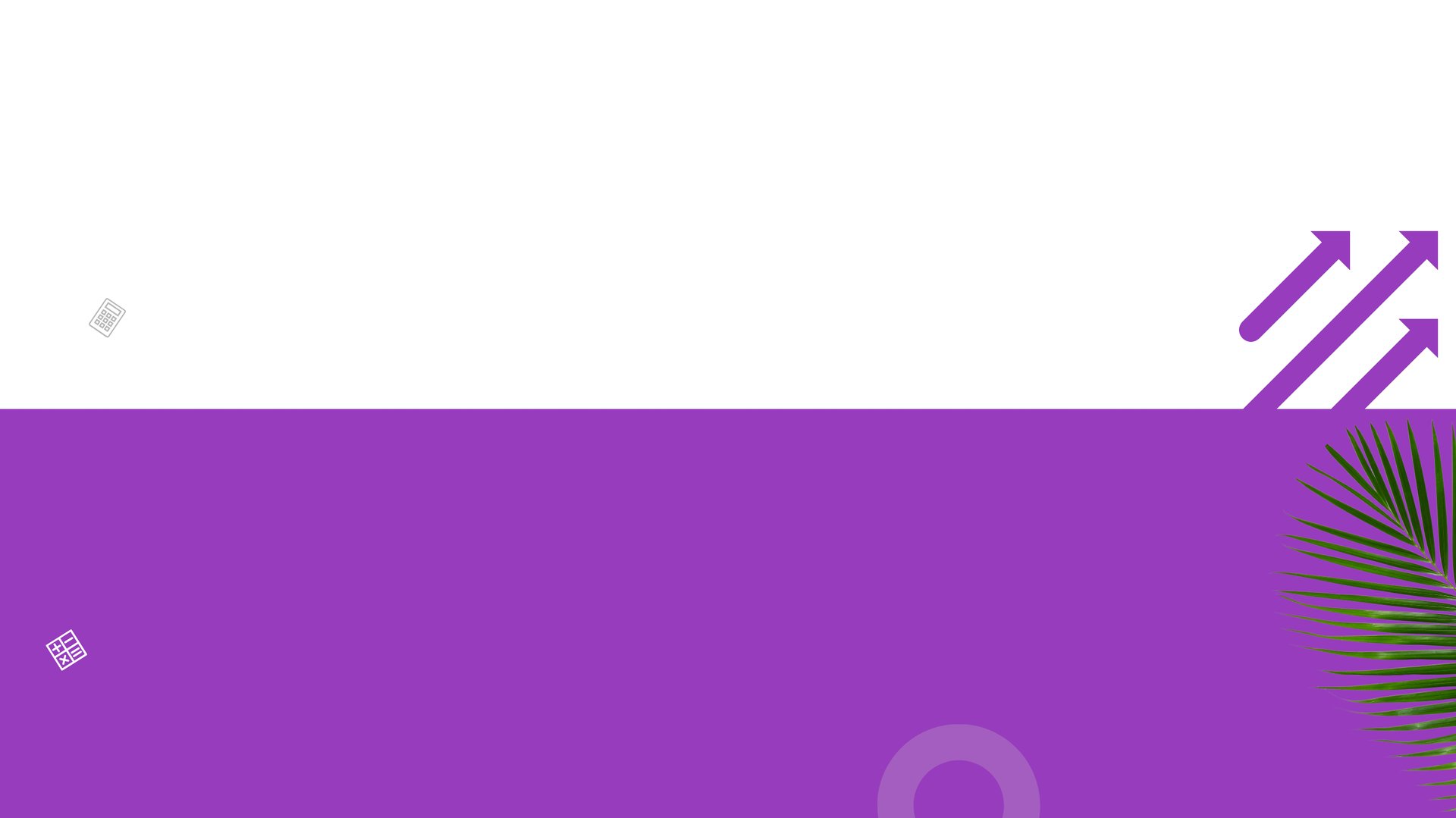 Fond violet et blanc avec feuillage et des flêches