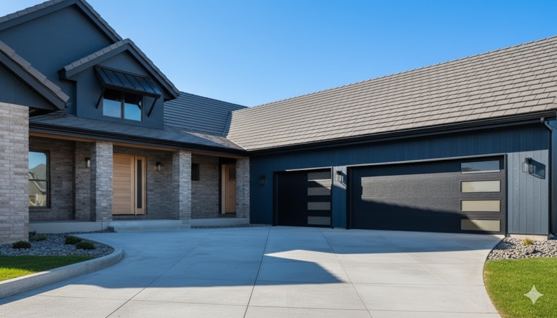 Photo of suburban home with steel garage doors in Corpus Christi, texas