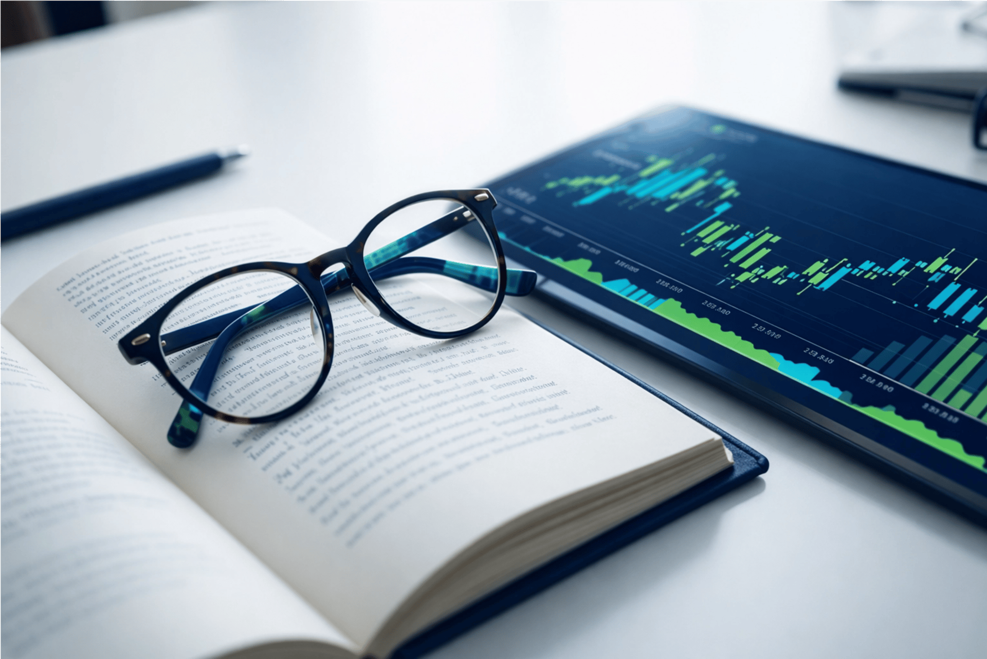 vintage teal typewriter beside book