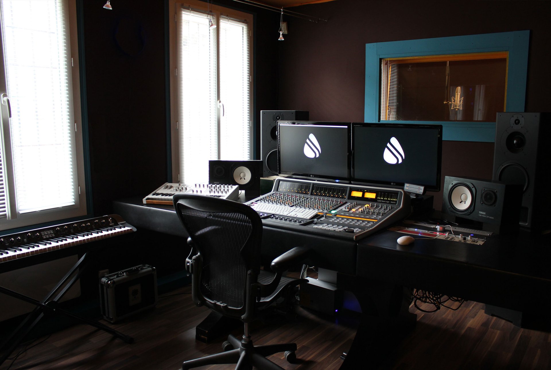 black audio mixer with audio mixer