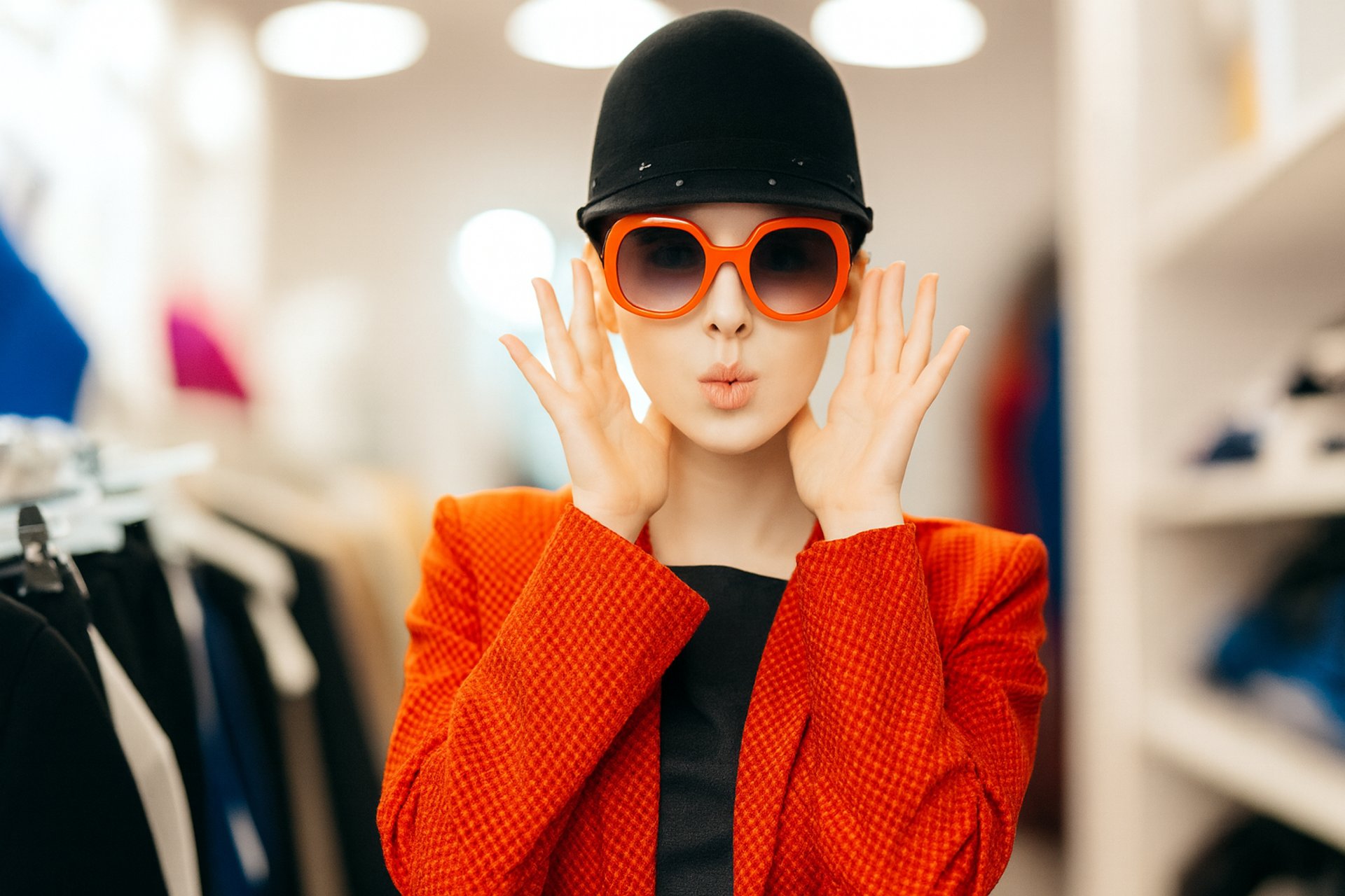an abstract photo of a curved building with a blue sky in the background