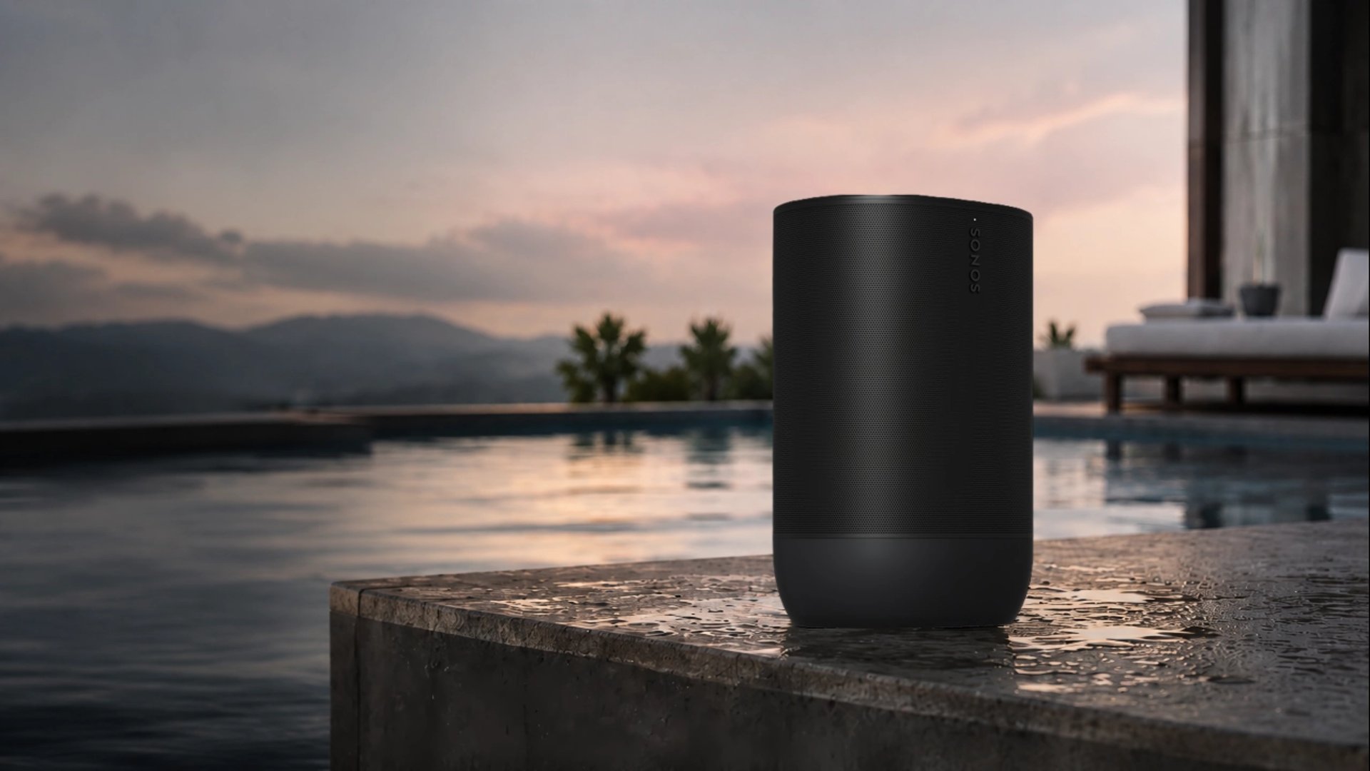 Enceinte Bluetooth nomade SONOS Move 2 au bord de la piscine