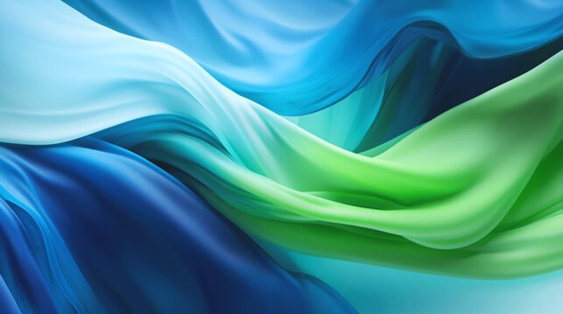 Abstract blue and green shapes on white background