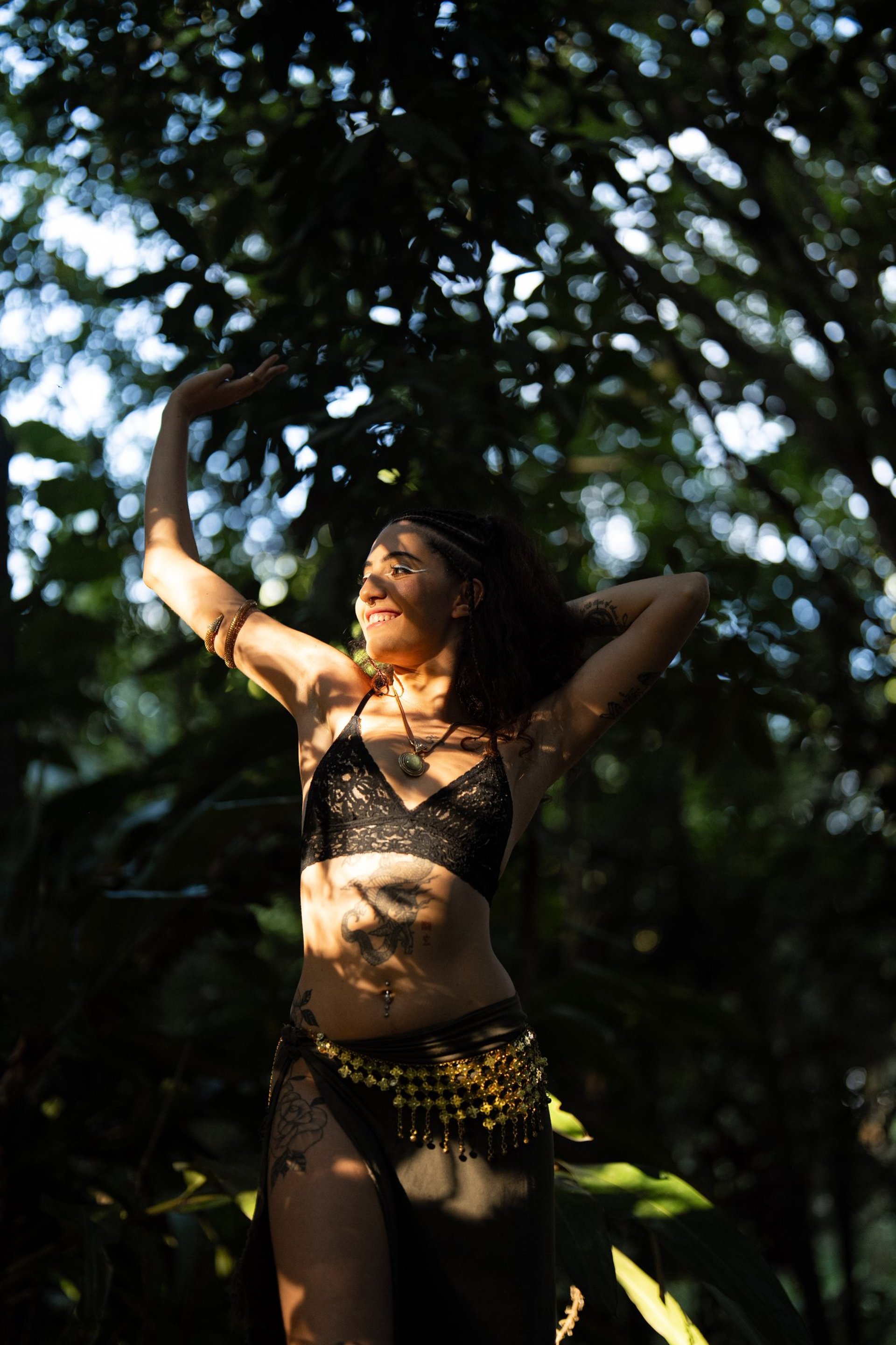 an abstract photo of a curved building with a blue sky in the background