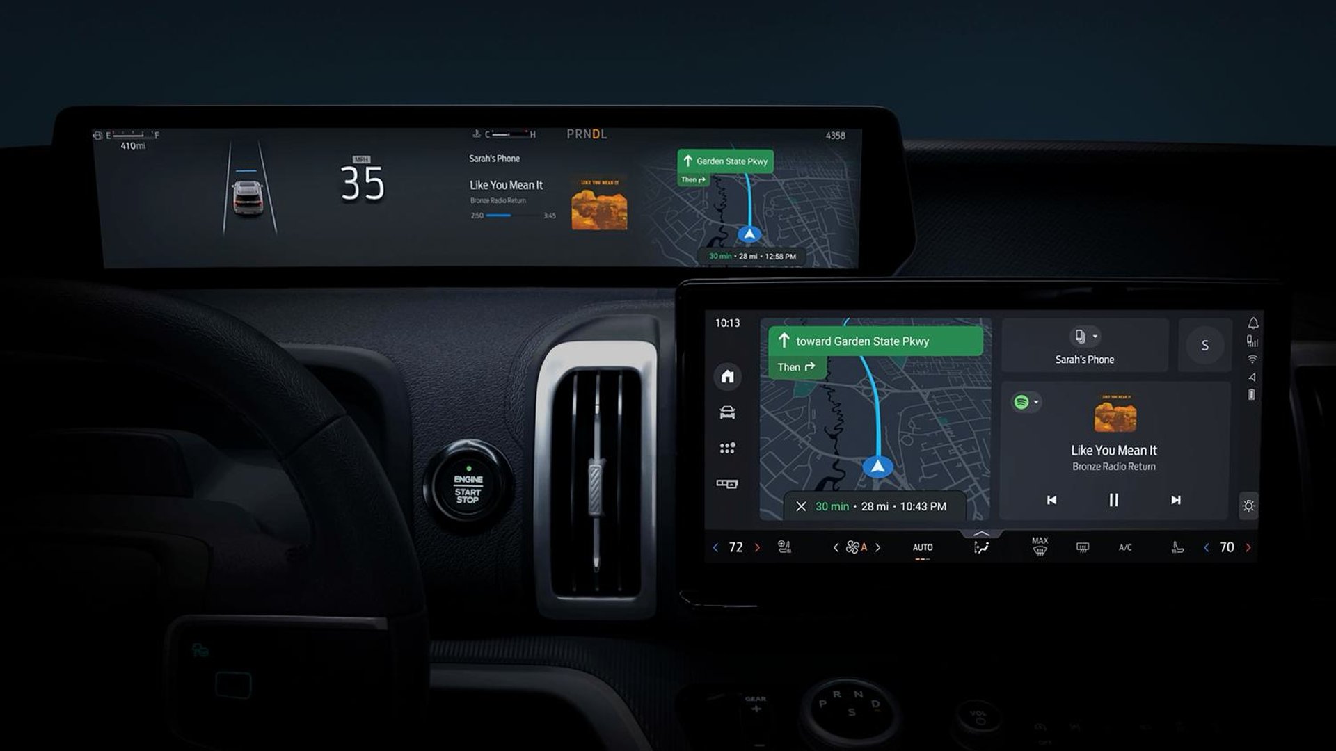 an abstract photo of a curved building with a blue sky in the background